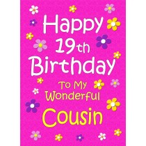 Cousin 19th Birthday Card (Pink)