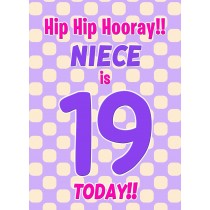Niece 19th Birthday Card (Purple Spots)