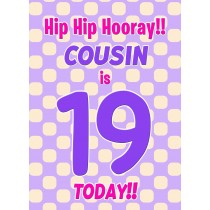 Cousin 19th Birthday Card (Purple Spots)