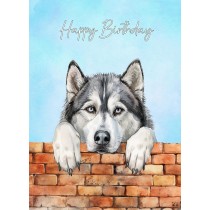 Alaskan Malamute Dog Art Birthday Card