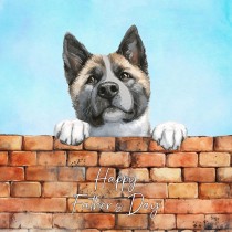 Akita Dog Art Square Fathers Day Card