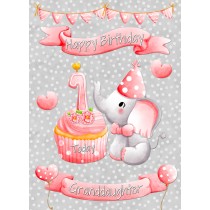 Granddaughter 1st Birthday Card (Grey Elephant)