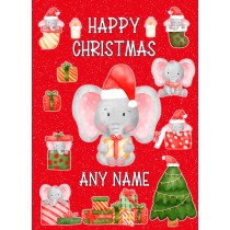 Personalised Christmas Card for (Red, Elephants)