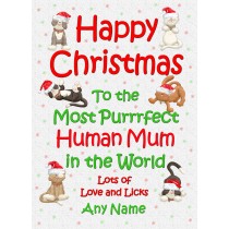 Personalised From the Cat Christmas Card (Human Mum, White)