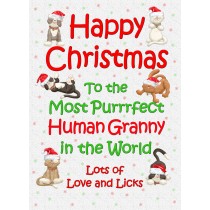 From the Cat Christmas Card (Human Granny, White)