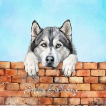 Alaskan Malamute Dog Art Square Birthday Card