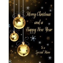 Christmas New Year Card For Mam (Black and Gold)