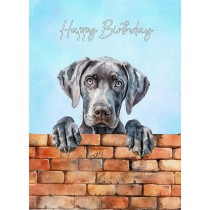 Weimaraner Dog Art Birthday Card