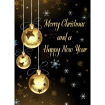 Christmas New Year Greeting Card (Black and Gold)