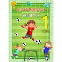 Kids 1st Birthday Football Card for Daughter