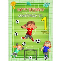 Kids 1st Birthday Football Card for Granddaughter