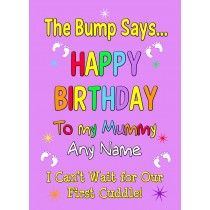 Personalised From The Bump Pregnancy Birthday Card (Mummy, Purple)