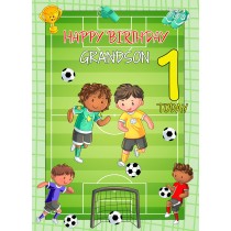 Kids 1st Birthday Football Card for Grandson