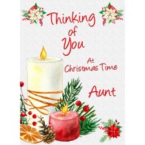 Thinking of You at Christmas Card For Aunt (Candle)