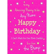 Personalised From The Bump Pregnancy Birthday Card (Nanny, Cerise)