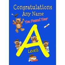 Personalised Congratulations on Passing Your A Level Exams Card (Blue)