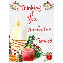 Thinking of You at Christmas Card For Fiancee (Candle)