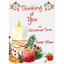Thinking of You at Christmas Card For Foster Mum (Candle)