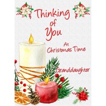 Thinking of You at Christmas Card For Granddaughter (Candle)