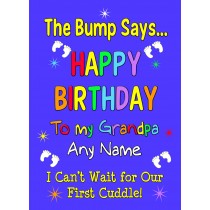 Personalised From The Bump Pregnancy Birthday Card (Grandpa, Blue)