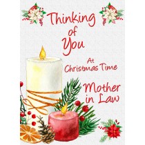 Thinking of You at Christmas Card For Mother in Law (Candle)