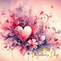 Valentines Day Square Greeting Card (Floral, Design 2)