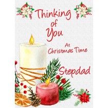 Thinking of You at Christmas Card For Stepdad (Candle)