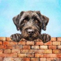 Wirehaired Pointing Griffon Dog Art Square Blank Greeting Card