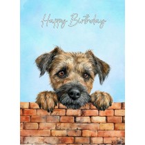 Border Terrier Dog Art Birthday Card