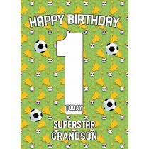 1st Birthday Football Card for Grandson