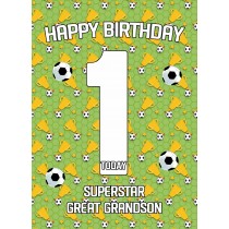1st Birthday Football Card for Great Grandson