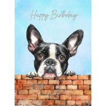 Boston Terrier Dog Art Birthday Card