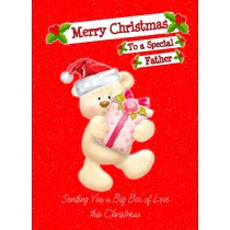 Christmas Card For Father (Red Bear)