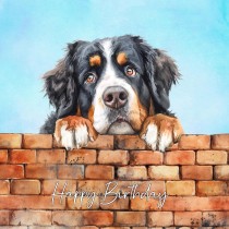 Bernese Mountain Dog Art Square Birthday Card