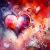 Valentines Day Square Greeting Card (Floral, Design 3)