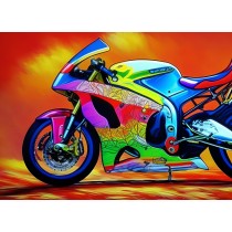 Motorbike Superbike Colourful Art Blank Greeting Card