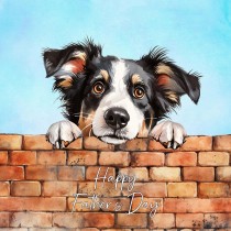 Border Collie Dog Art Square Fathers Day Card