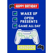 Gamer Birthday Card for Grandson (Blue)