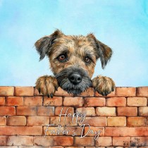 Border Terrier Dog Art Square Fathers Day Card