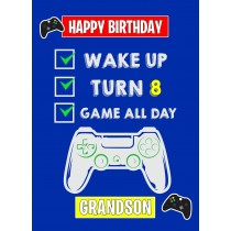 8th Level Gamer Birthday Card For Grandson
