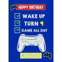 9th Level Gamer Birthday Card For Grandson