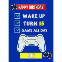 15th Level Gamer Birthday Card For Son