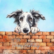 Borzoi Dog Art Square Birthday Card