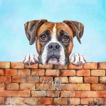 Boxer Dog Art Square Fathers Day Card
