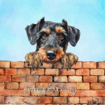 Airedale Dog Art Square Birthday Card