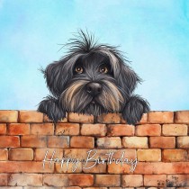 Briard Black Dog Art Square Birthday Card