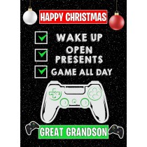 Gamer Christmas Card for Great Grandson (Black)
