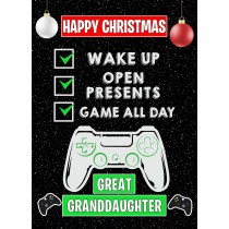 Gamer Christmas Card for Great Granddaughter (Black)