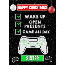 Gamer Christmas Card for Sister (Black)