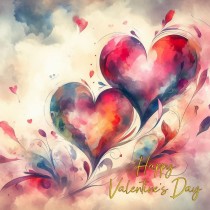 Valentines Day Square Greeting Card (Floral, Design 6)
